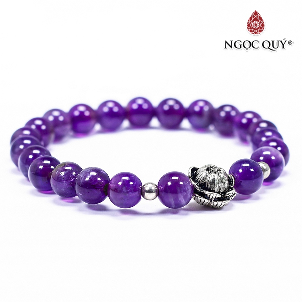 Vòng tay cho bé TA tím charm hoa sen - Ngọc Quý