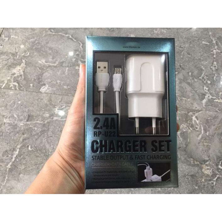 [FREESHIP] BỘ CỦ SẠC NHANH 2 CỔNG CHÂN MICRO USB - Remax Rp U22 Kèm Cáp Micro Usb - PHỤ KIỆN CÔNG NGHỆ HÀ NỘI