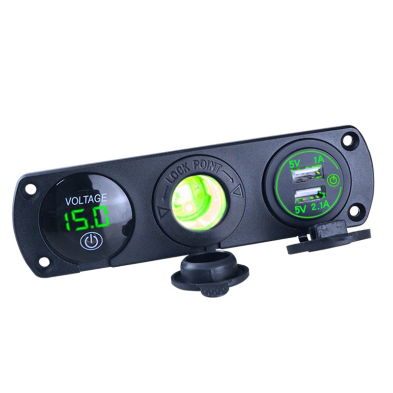 Vôn Kế LED Hai Cổng USB 12-24V 3 Trong 1 Tiện Dụng Cho Tàu Thuyền / Xe Hơi