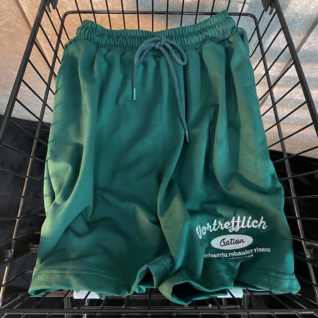 Quần Short Thun Unisex GATION màu ĐEN/XANH LÁ  Nam nữ unisex  Quần thun ngố lưng chun JEJUL