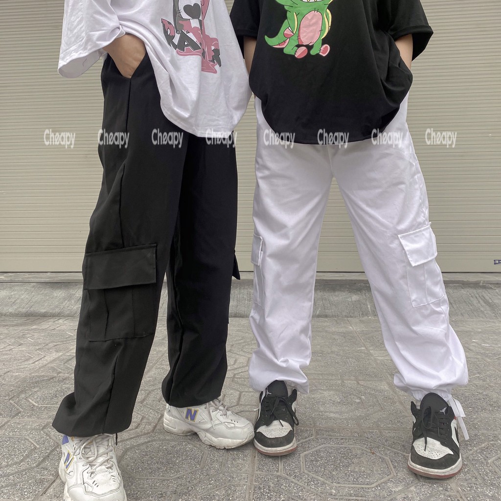 Quần jogger kaki túi hộp dây rút unisex nam nữ ulzzang