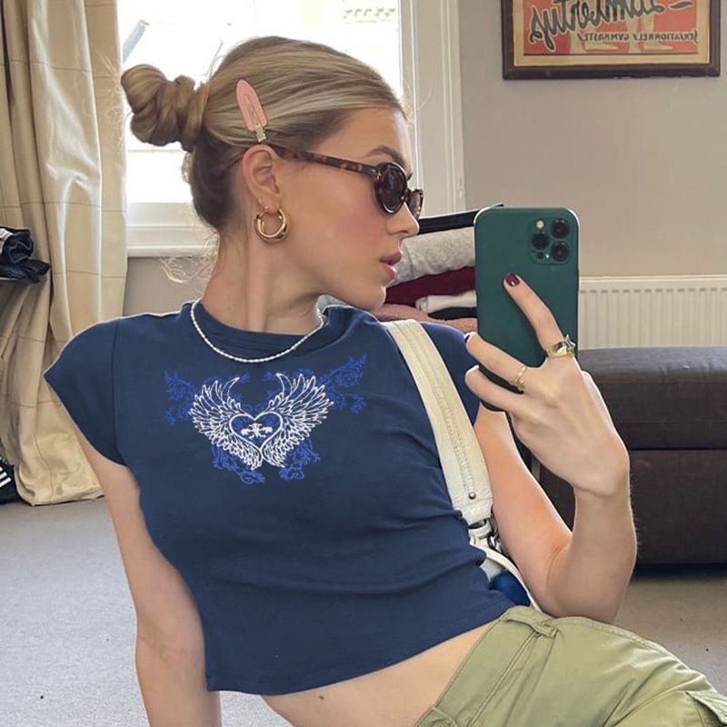 Áo Thun Tay Ngắn Cổ Tròn In Họa Tiết Phong Cách Retro Đường Phố