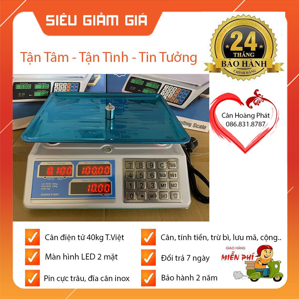 [ RẺ VÔ ĐỊCH - PHÍM TIẾNG VIỆT ] Cân Điện Tử Tính Tiền 40Kg - Phím Bọc Thép ❤️❤️❤️- Bảo Hành 2 NĂM