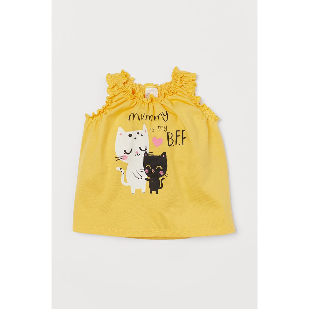 Áo sát nách mèo vàng HM H&M size 2-6, 6-12m, 1-2, 2-3, 3-4y_hàng chính hãng authentic