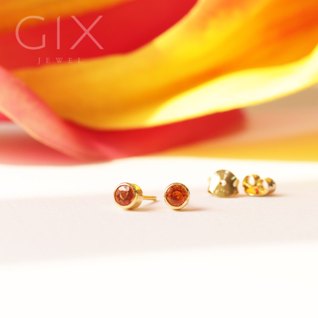 Bông tai bạc mạ vàng chấu bao đính đá cao cấp cho nữ Cz Gix Jewel BT04