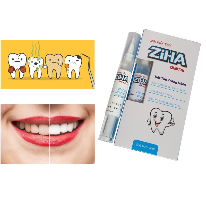 Combo 2 But tẩy trắng răng Ziha Vioba tuýp/4ml.