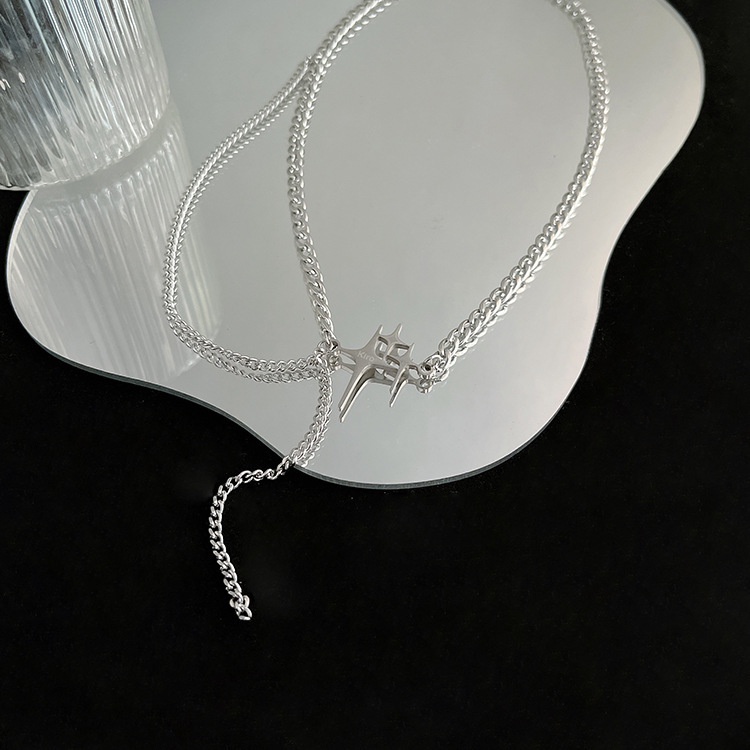 Vòng cổ Tua Rua Bằng Thép Titan Mặt Thánh Giá Phong Cách Hàn Quốc