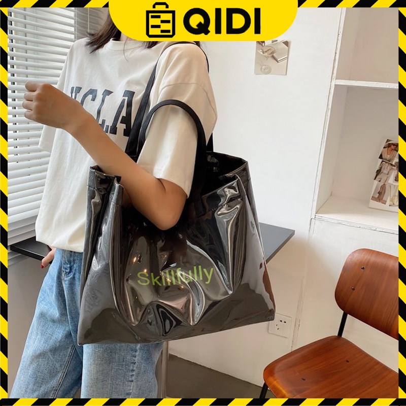 Túi Tote, Túi Vải Skillfully Cỡ Lớn Bọc PVC Trong Suốt Chống Thấm Nước - Màu Trắng