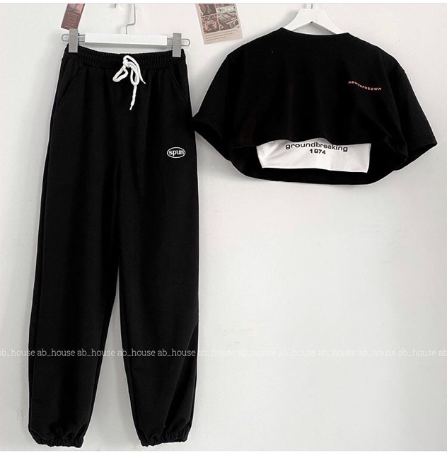 💢Set Bộ Quần Spun + Áo Crop ground Breaking | BigBuy360 - bigbuy360.vn