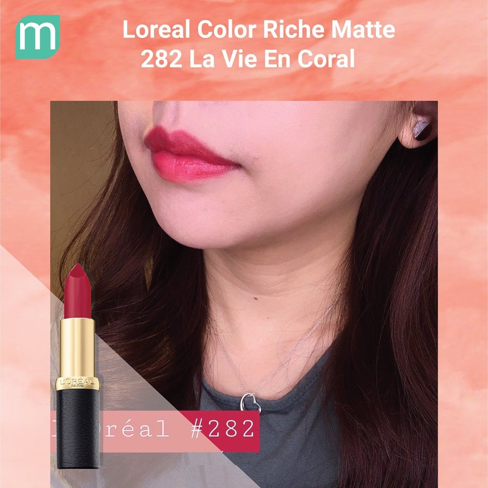 Son lì mịn môi L’Oreal Color Riche Matte màu 282 La Vie En Coal