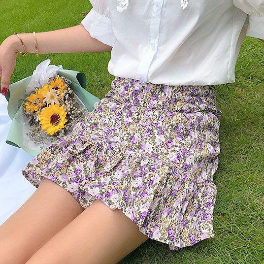 Chân Váy Voan Hoa Lưng Cao Dáng Ôm Dễ Phối Đồ Thời Trang Cho Nữ