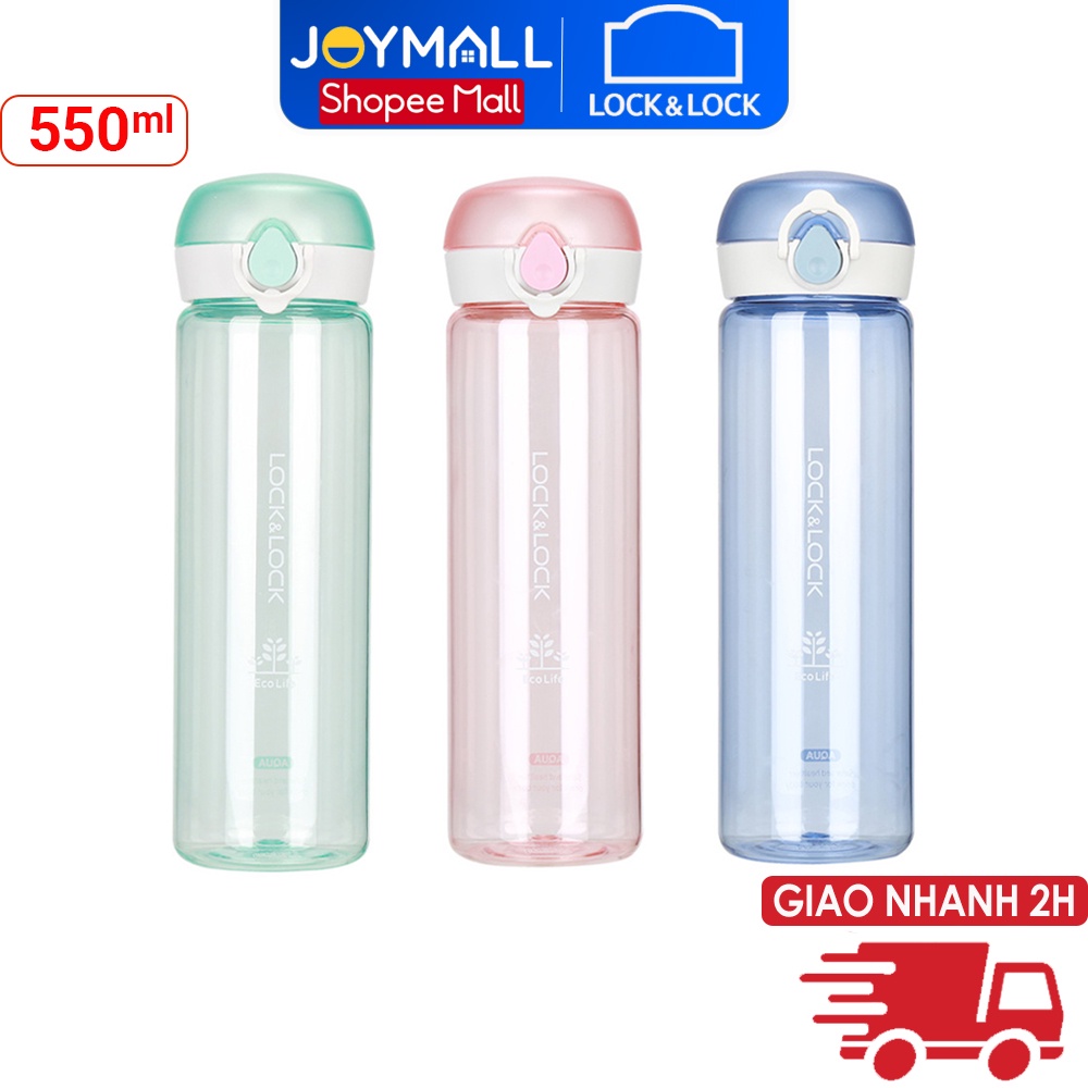 Bình nước nhựa Lock&Lock 550ml One Touch ABF645 - Hàng chính hãng, nhựa tritan bền, đóng mở nắp dễ dàng - JoyMall