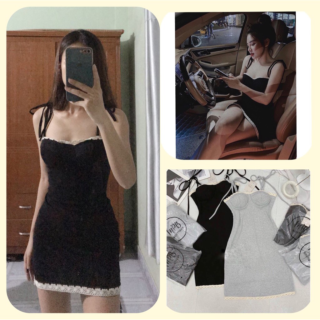 [ ảnh thật + video thật ] VÁY HAI DÂY VIỀN REN CÚP NGỰC QUYẾN RŨ CO GIÃN | BigBuy360 - bigbuy360.vn