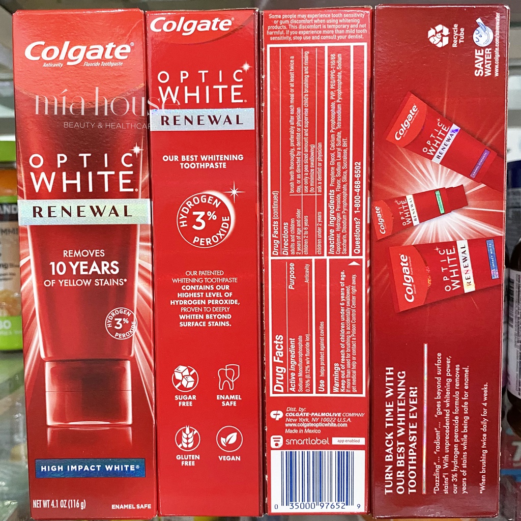 Kem đánh răng trắng răng Colgate Optic White Renewal Mỹ