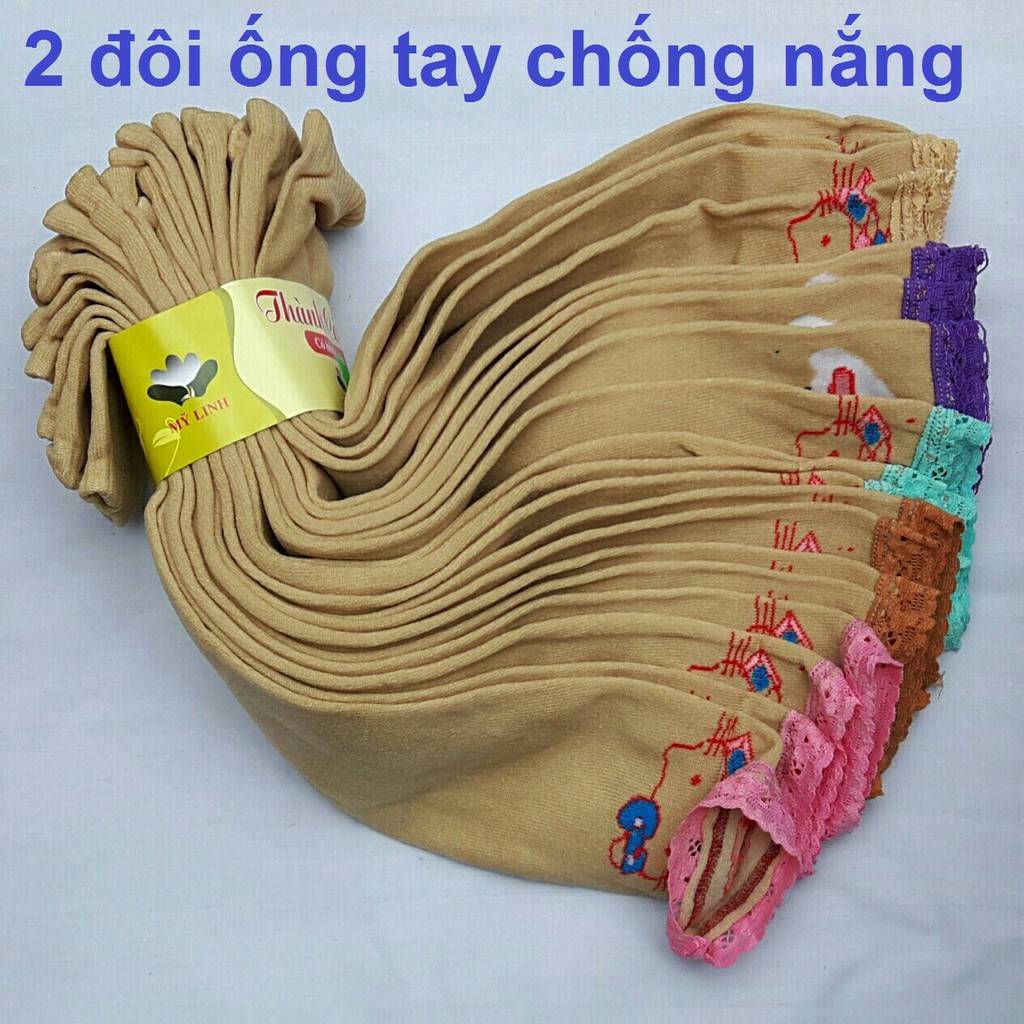 [hình thật] 1 đôi ống tay găng tay chống nắng nữ 100% thun Cotton có viền ren