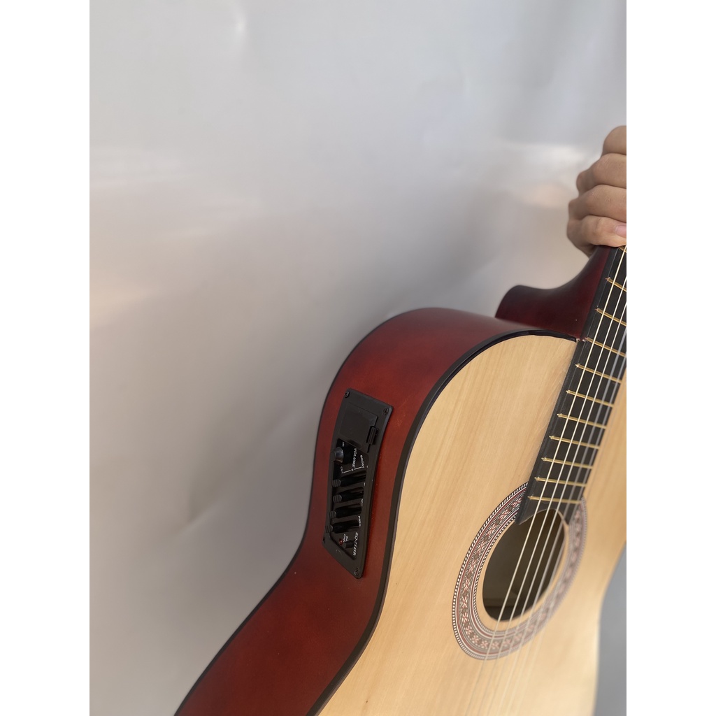 Đàn Guitar Classic Gỗ Thịt Dây Nylon Gắn EQ Có Ty Chỉnh Chống Cong Cần Size 39 Inch