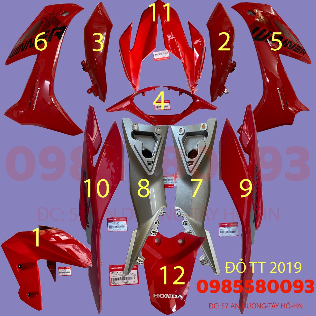 BỬNG XE, BỘ VỎ Winner X Đỏ Bạc phiên bản thể thao (bán lẻ)