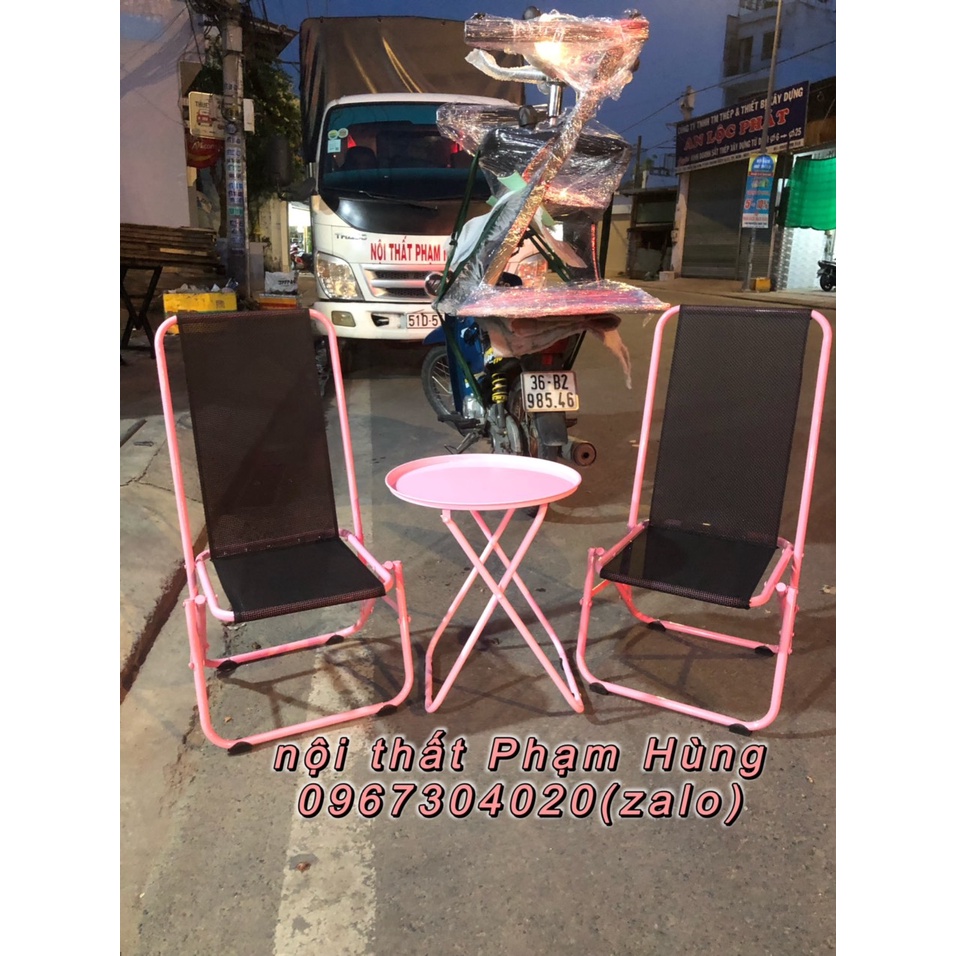 thanh lý gâp 10 bộ bàn ghế xêp trà chanh màu hồng lưng cao giá rẻ