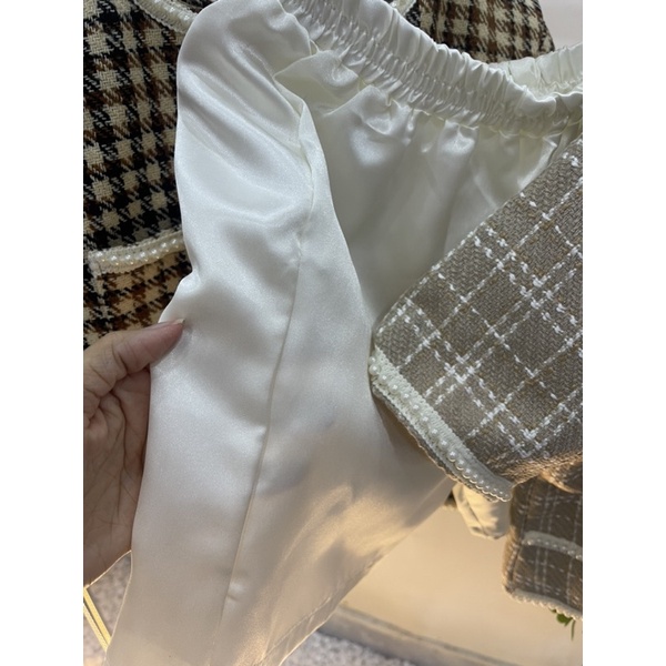 Sét dạ tweed quần viền ngọc 2 lớp cao cấp