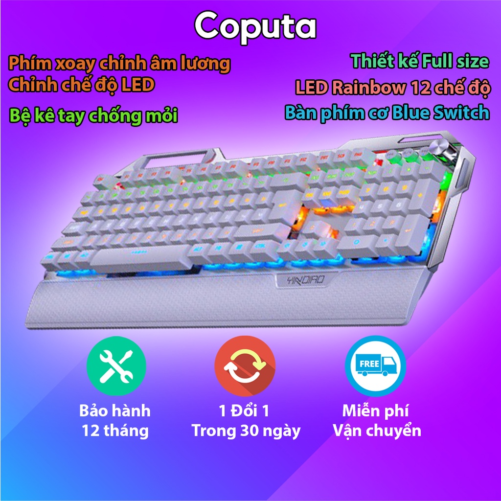 Bàn phím cơ Coputa Bàn phím máy tính Gaming có dây full LED RGB K100