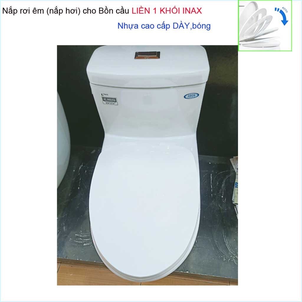 Nắp ngồi thay thế cho bồn cầu 1 khối Inax C909-C900-C918-C991, nắp rơi êm bồn cầu khối