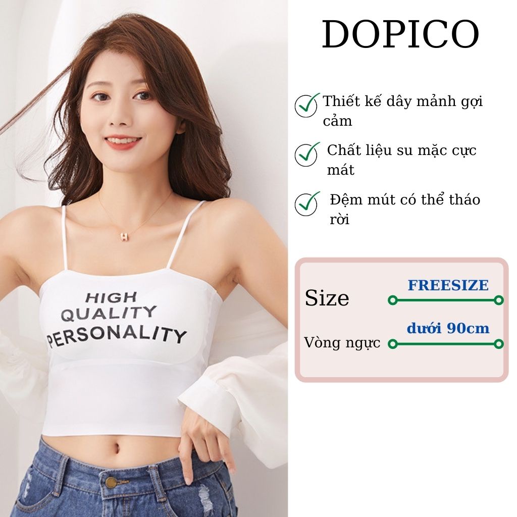 Áo bra nữ 2 dây đúc su đẹp, áo ngực su mặc mát in chữ đẹp DOPICO B1707