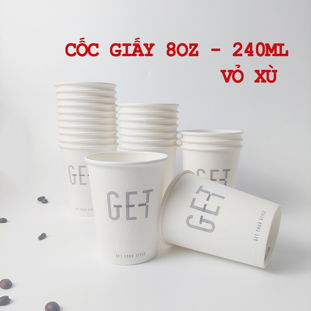 50 chiếc cốc giấy vỏ xù cách nhiệt 240ml - 8oz Hàn Quốc siêu cao cấp
