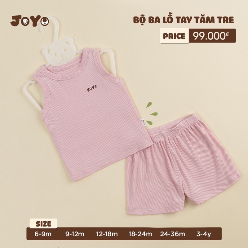 Bộ Cộc tay/ ba lỗ tăm tre Joyo cho bé trai, bé gái. Chất liệu thun tăm mát lạnh