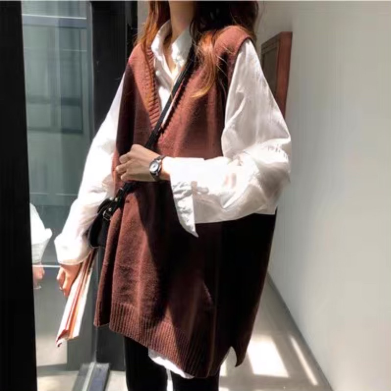 Áo gile len mỏng áo len ulzzang siêu xinh hàn quốc hàng Quảng Châu - GL08