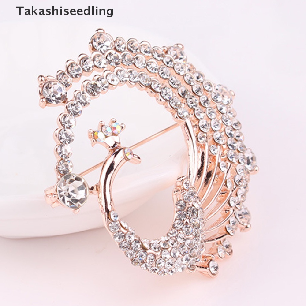 Trâm cài áo hình chim công pha lê trang trí tiệc dành cho nữ độc đáo thanh lịch