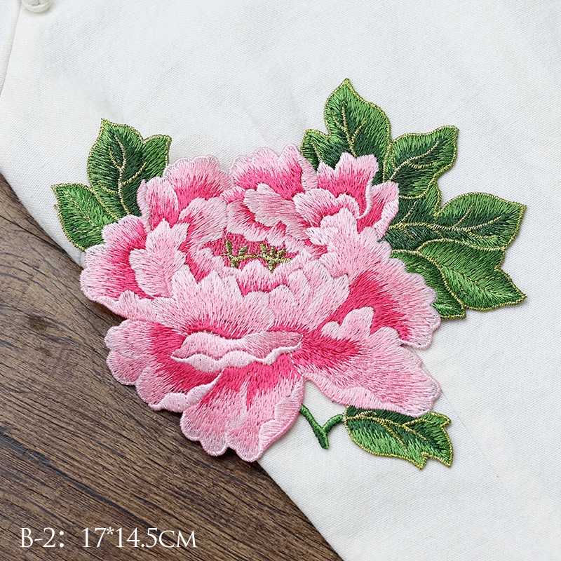 Miếng Vải Vá Lỗ Thêu Hoa Mẫu Đơn Trang Trí Sườn Xám diy