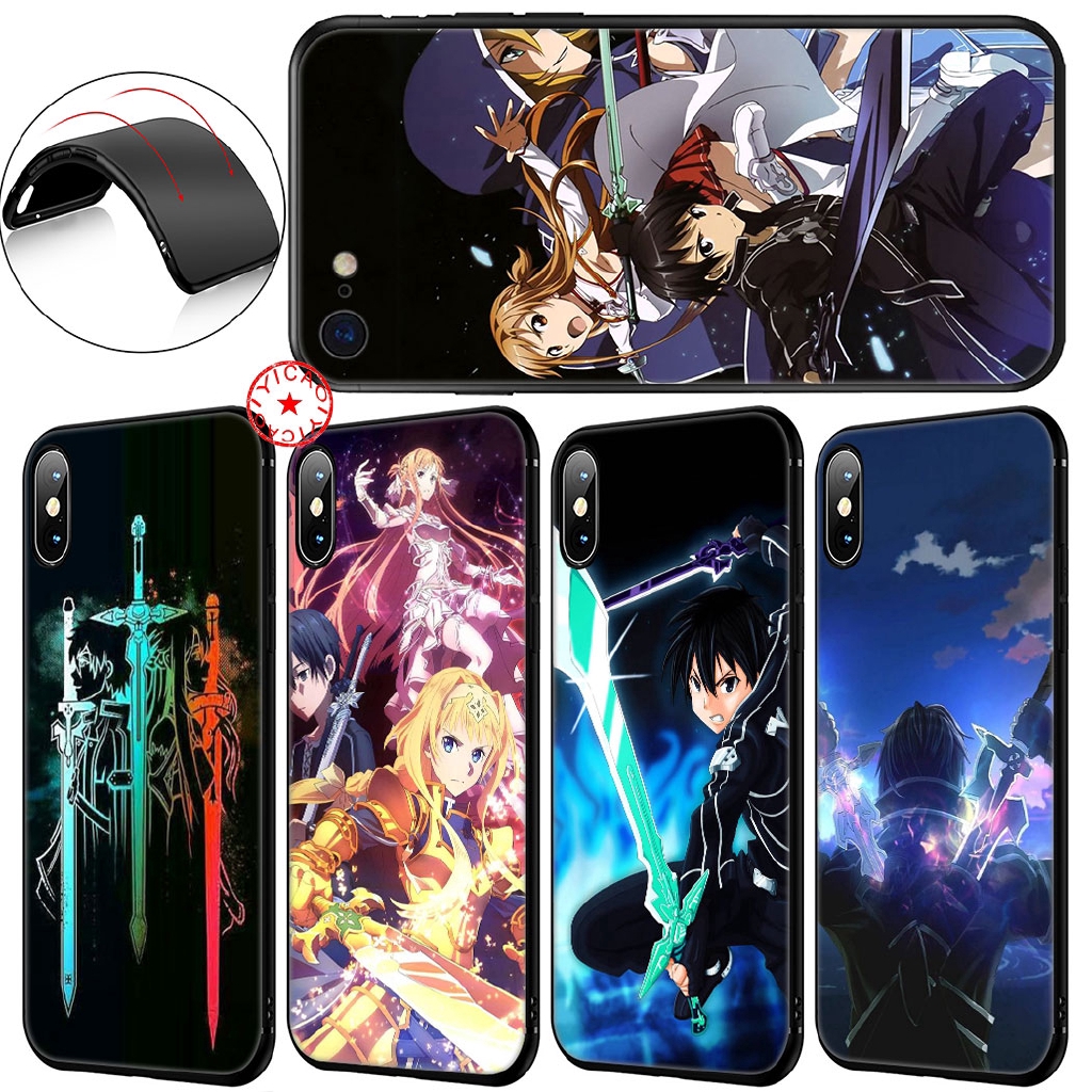 Ốp điện thoại TPU mềm in hình anime Sword Art Online cho iPhone X XR XS Max 8 7 6S 6 Plus 5 5S SE