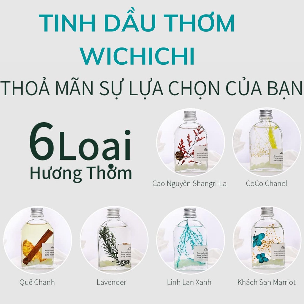Tinh dầu thơm phòng ngủ WICHICHI, tinh dầu thiên nhiên xông phòng có que gỗ khuếch tán tinh dầu thơm phòng, thơm quần áo