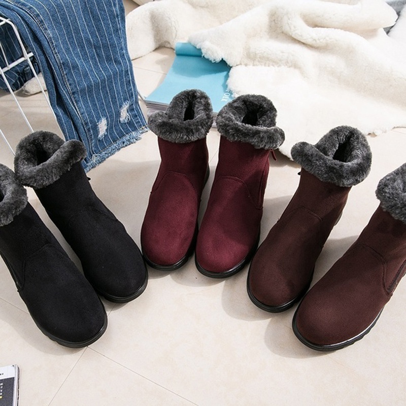 Casual Winter Mother Shoes Women'S Ankle Boots Fashion Flat Warm Boots