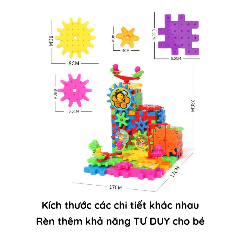 Trò chơi xếp hình chuyển động bánh răng FUNNY BRICKS 81 chi tiết cho bé sáng tạo AIQ