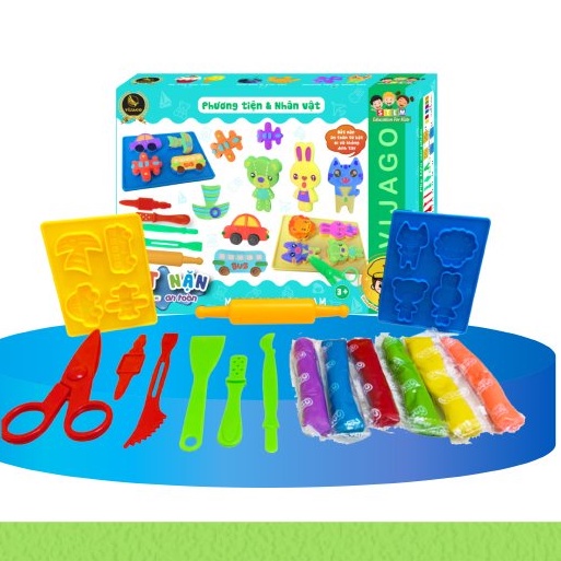 Đồ Chơi Giaó Dục Theo Phương Pháp STEAM -Đất Nặn  Có kèm Khuôn Tạo Hình Phương Tiện Nhân Vật Hàng Việt Nam