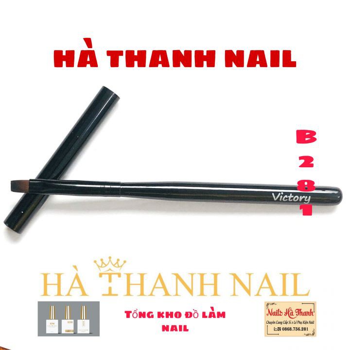 Cọ Đắp Gel Móng Đầu Vuông Victory Có Nắp Hàng Chính Hãng