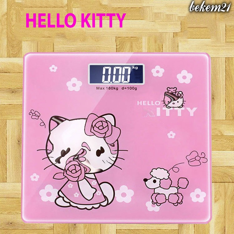 Cân điện tử hình MÈO HELLO KITTY kính cường lực Cân Sức Khỏe Cân Người Chịu Lực Tới 180KG Bảo Hành 1 NĂM