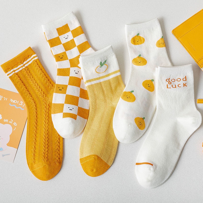 Vớ Họa Tiết Sọc In Chữ Mặt Cười Hoạt Hình Phong Cách Nhật Bản Dễ Thương Dành Cho Nữ Sinh