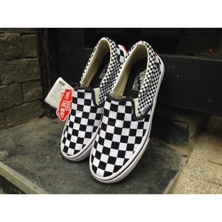 [FULL BOX] Giày Vans lười Slip-On Checkerboard trắng đen 2018