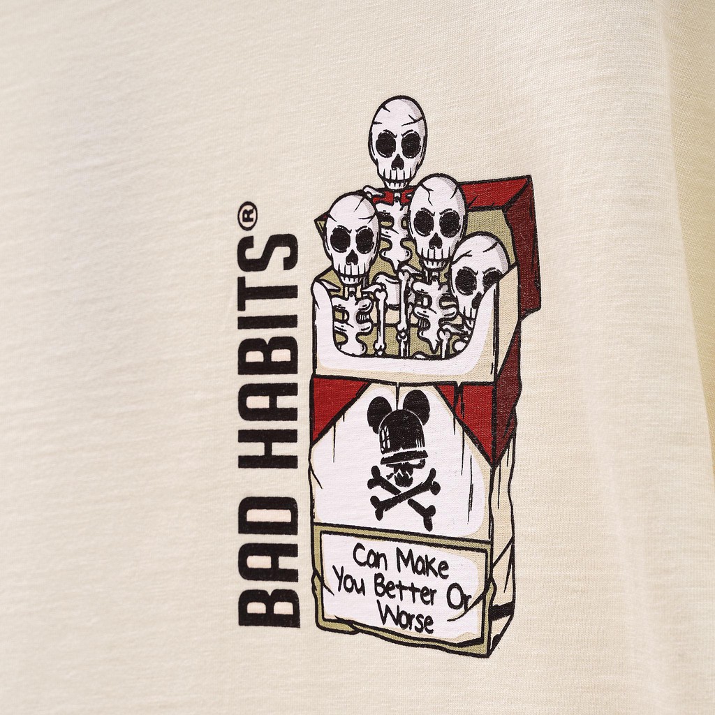 Áo Thun Unisex Bad Habits Tobacco Màu Cream 100% Cotton - Local Brand Chính Hãng | BigBuy360 - bigbuy360.vn