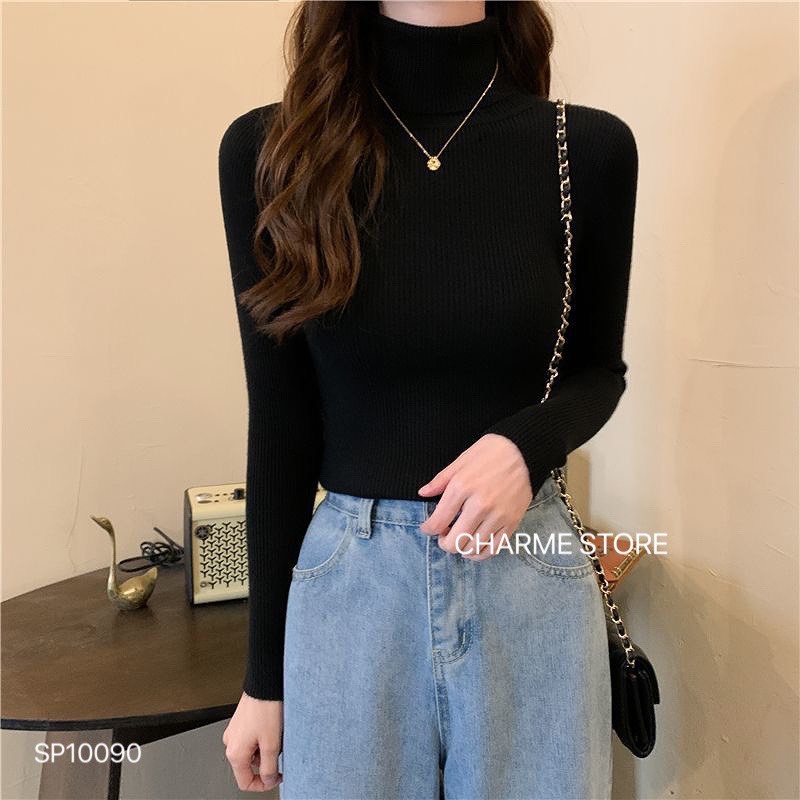 Áo len nữ trơn cổ lọ thiết kế Charme 0090 | BigBuy360 - bigbuy360.vn