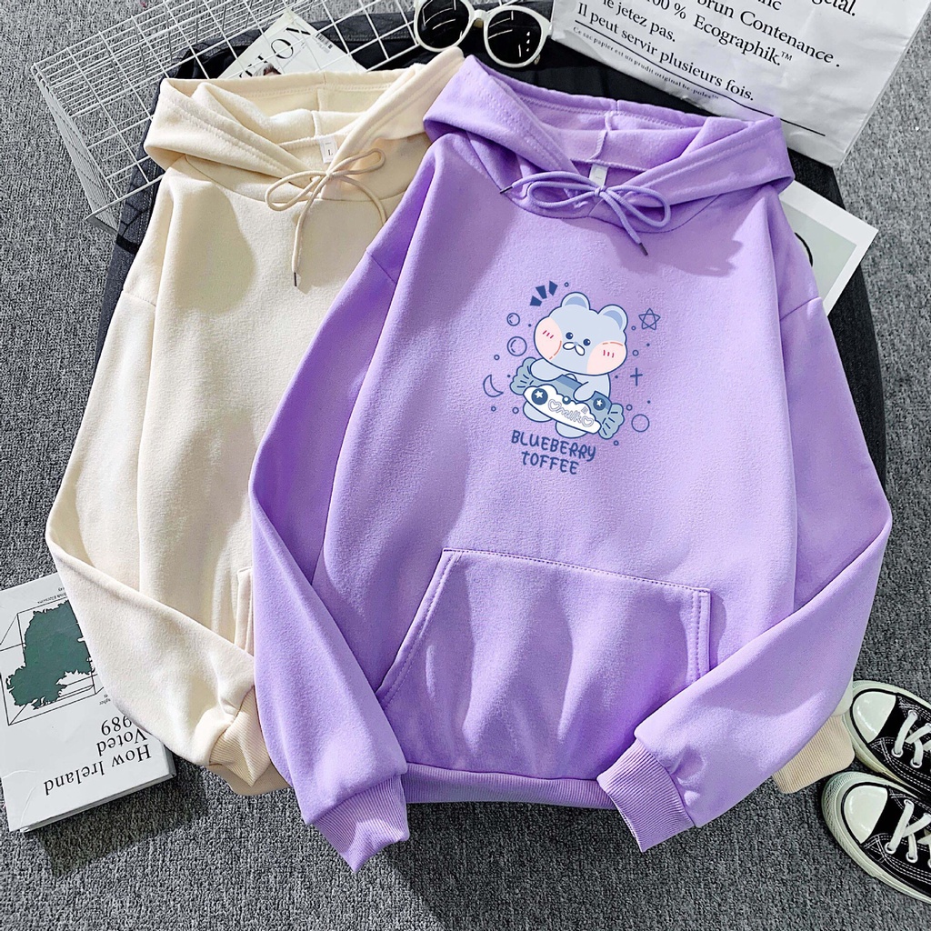 Áo Nỉ Hoodie In Hoạt Hình Gấu Xanh Dễ Thương  - Áo From Rộng Unisex    HOT TREND TTSPA0129