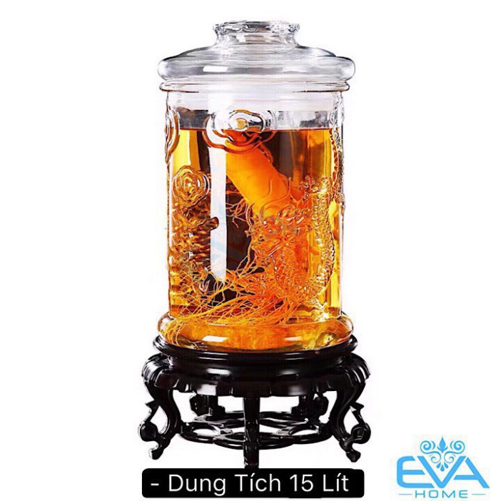 Bình Ngâm Rượu Thuỷ Tinh Trụ Rồng 6L, 8L,15L