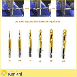 Bộ 6 mũi khoan taro ren Titan