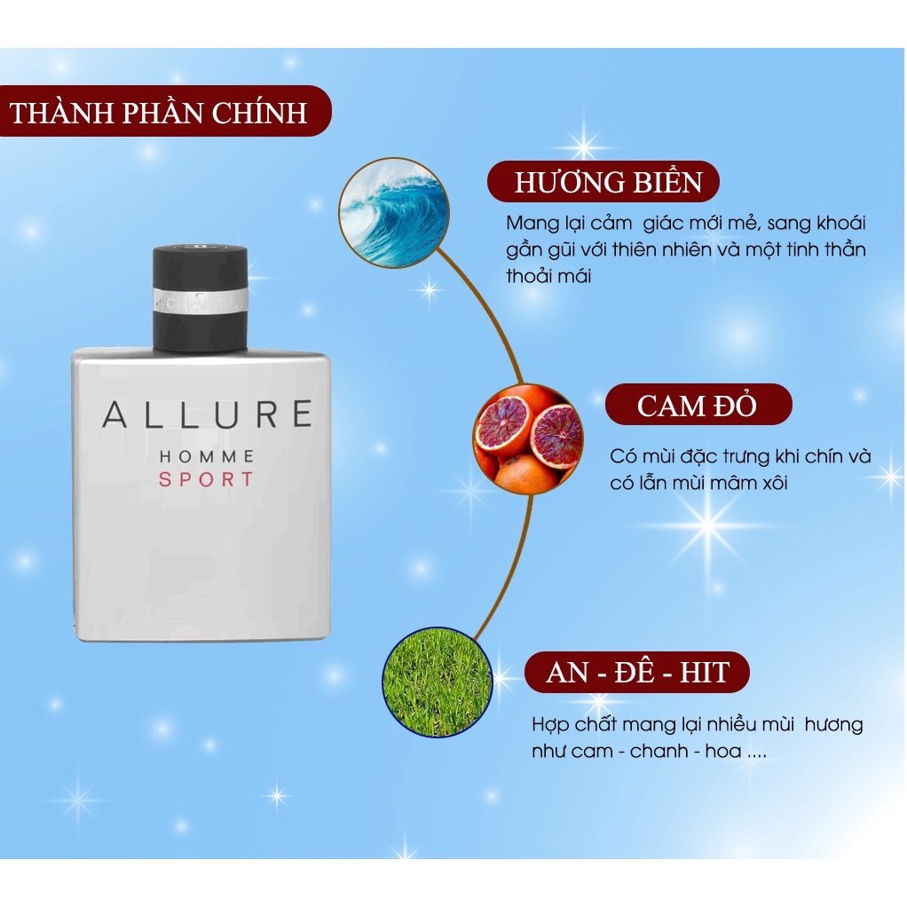 Nước hoa nam nữ Allure Homme Sport quyến rũ Thơm Mát Lịch Lãm Lưu Hương Lâu