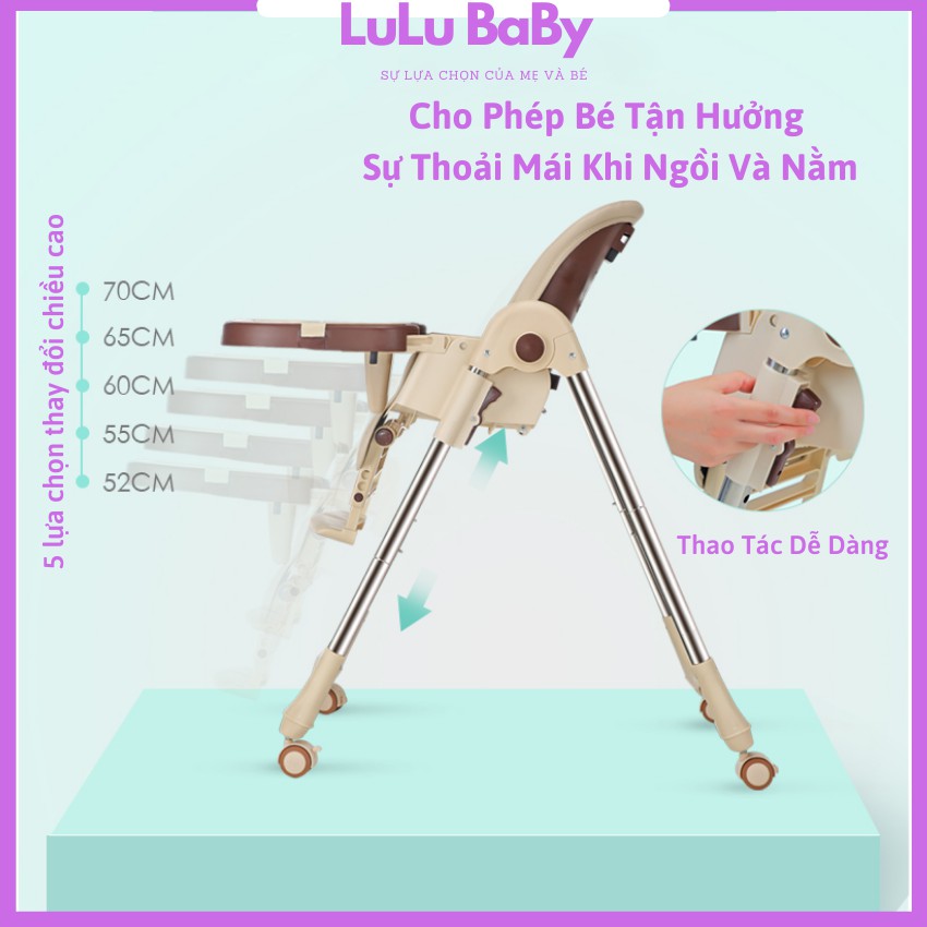 [Ngả Lưng 5 Cấp Độ] - Ghế Ăn Dặm Belly BaBy LUX01 - Điều Chỉnh Độ Cao Linh Hoạt - BH 12 Tháng