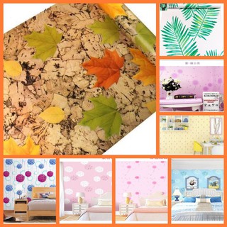 Giấy dán tường ⚡ 𝐅𝐑𝐄𝐄𝐒𝐇𝐈𝐏⚡ Giấy decal dán tường phòng ngủ hoa lá có sẵn keo bóc dán khổ 45cm*10m chống thấm nước