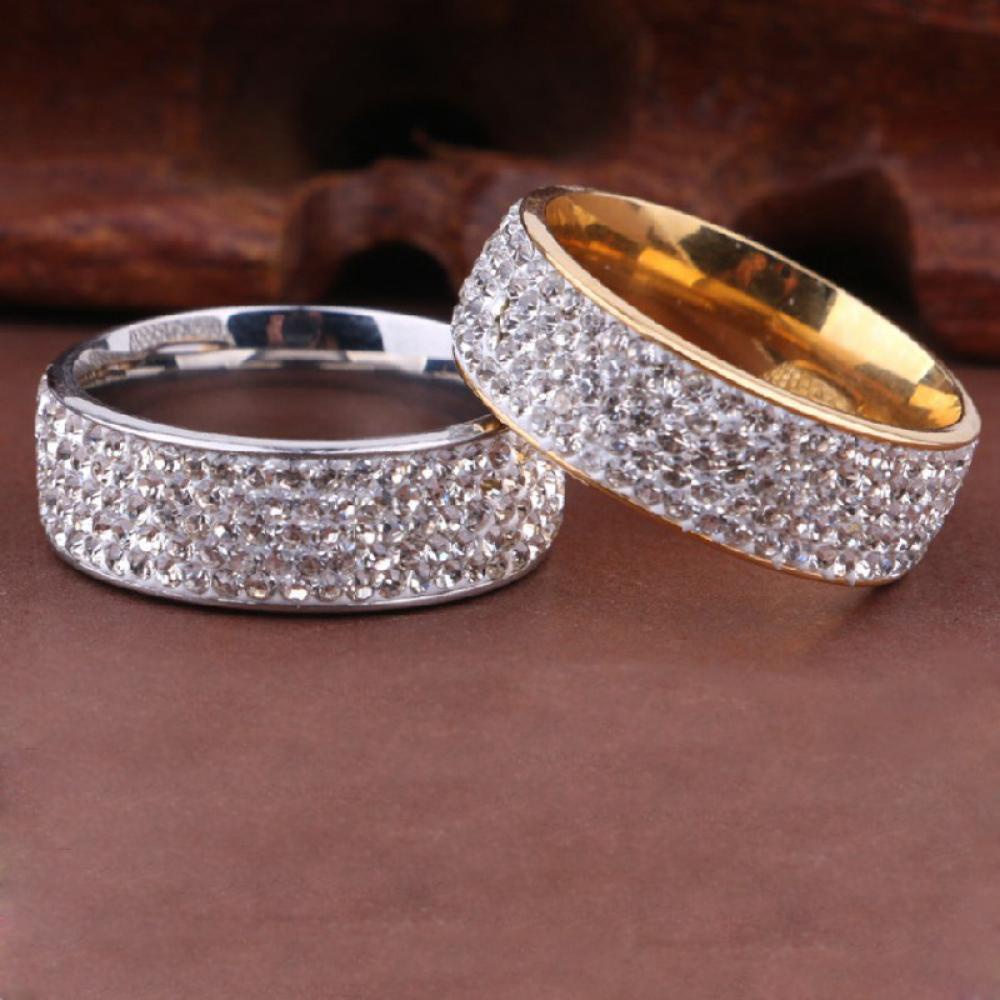 Nhẫn thép không gỉ đính đá zircon nhiều màu sắc 8mm thời trang cho nam và nữ 8-12