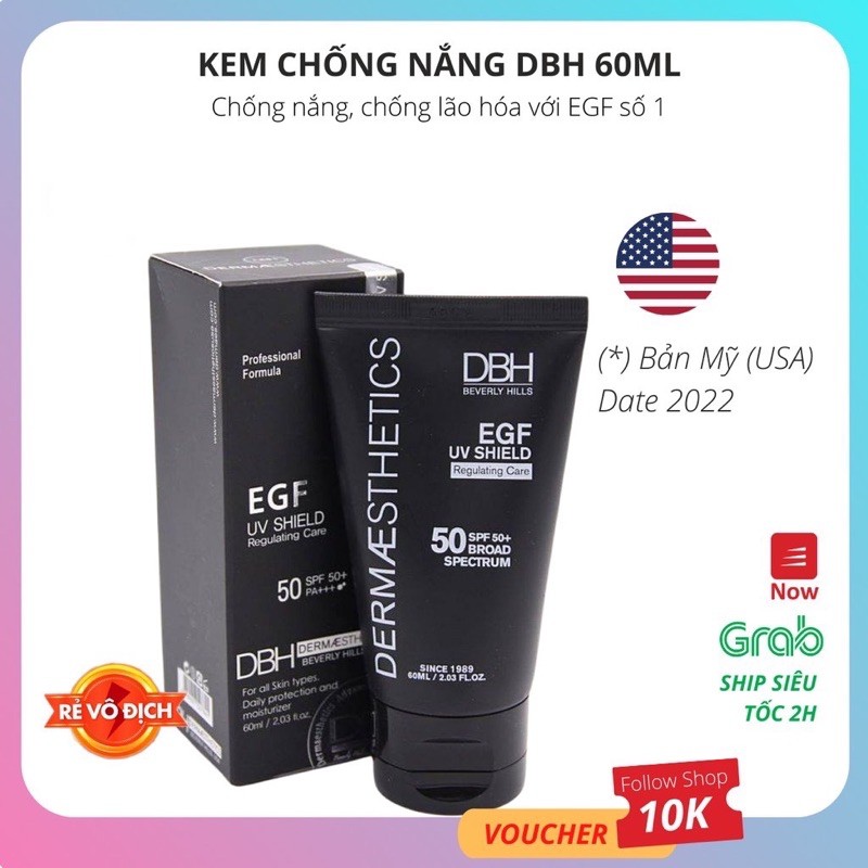 Kem chống nắng DBH 60ml Fullbox( Bản Mỹ có EGF, tặng kem nền dior 3ml trị giá 75k) | BigBuy360 - bigbuy360.vn